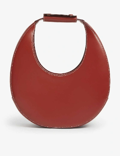 Shop Staud Moon Leather Shoulder Bag In Cognac