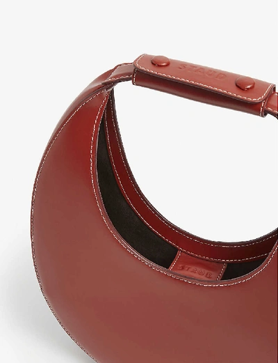 Shop Staud Moon Leather Shoulder Bag In Cognac