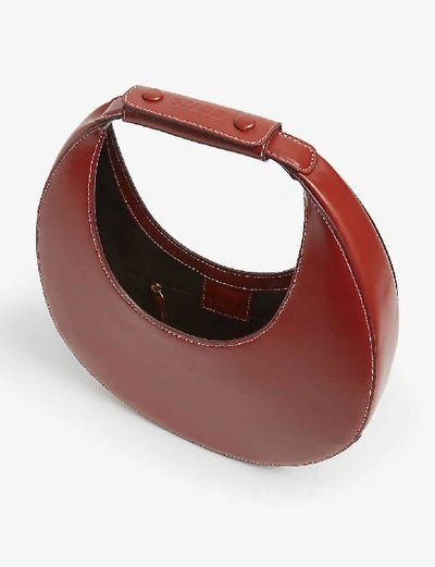 Shop Staud Moon Leather Shoulder Bag In Cognac