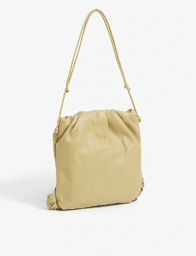 Shop Bottega Veneta Fringed Leather Shoulder Bag In Tapioca-gold