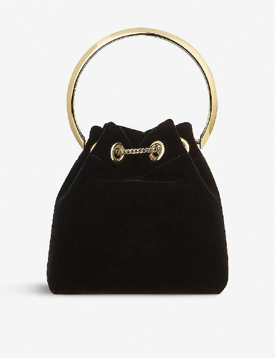 Shop Jimmy Choo Bon Bon Velvet Top-handle Bag In Black