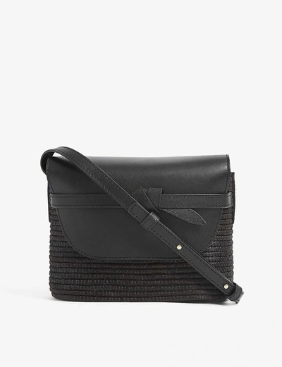 Shop Cesta Collective Leather And Raffia Cross-body Bag In Black