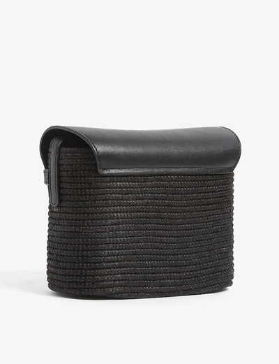 Shop Cesta Collective Leather And Raffia Cross-body Bag In Black