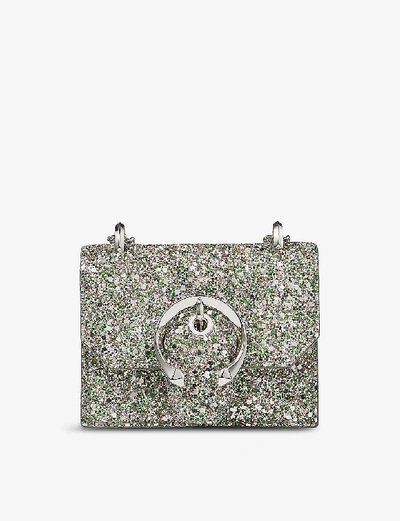 Shop Jimmy Choo Paris Mini Coarse Glitter Cross-body Bag In Peppermint