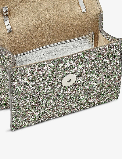 Shop Jimmy Choo Paris Mini Coarse Glitter Cross-body Bag In Peppermint