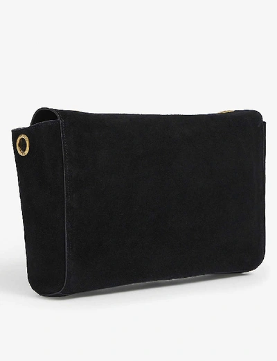 Shop Saint Laurent Kate Monogram Reversible Leather And Suede Baguette Bag In Black