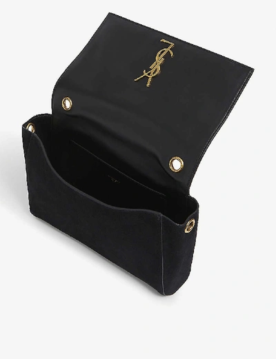 Shop Saint Laurent Kate Monogram Reversible Leather And Suede Baguette Bag In Black