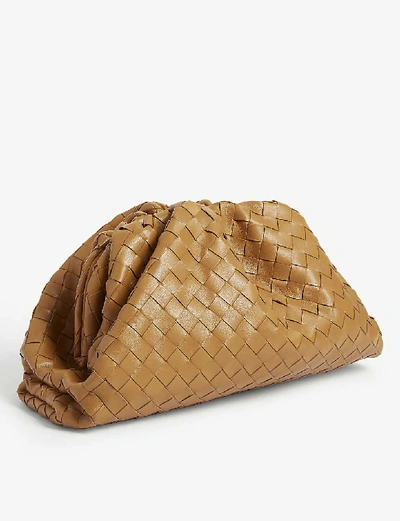 Shop Bottega Veneta Womens Caramel Gold The Pouch Intrecciato Leather Clutch Bag