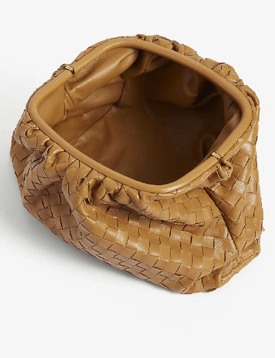 Shop Bottega Veneta Womens Caramel Gold The Pouch Intrecciato Leather Clutch Bag
