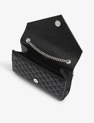Shop Saint Laurent Women's Black/silver Monogram Leather Satchel Bag