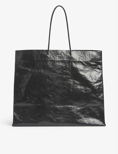 Shop Medea Venti Busted Leather Tote Bag In Black