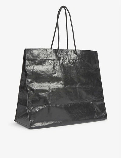 Shop Medea Venti Busted Leather Tote Bag In Black