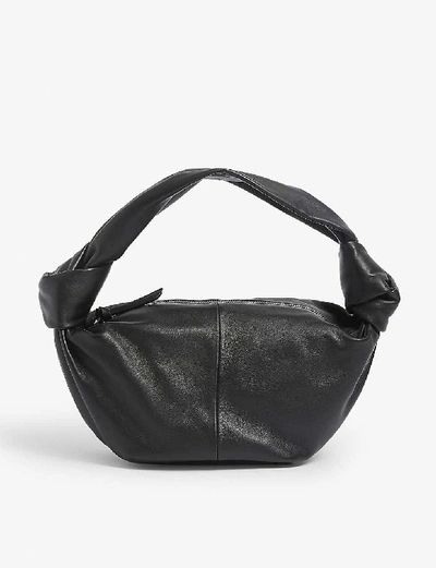 Shop Bottega Veneta Mini Leather Top-handle Bag In Black/black-silver