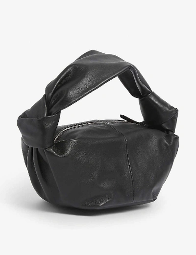 Shop Bottega Veneta Mini Leather Top-handle Bag In Black/black-silver