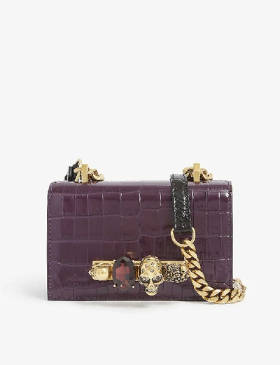 Shop Alexander Mcqueen Crocodile-embossed Leather Satchel Bag