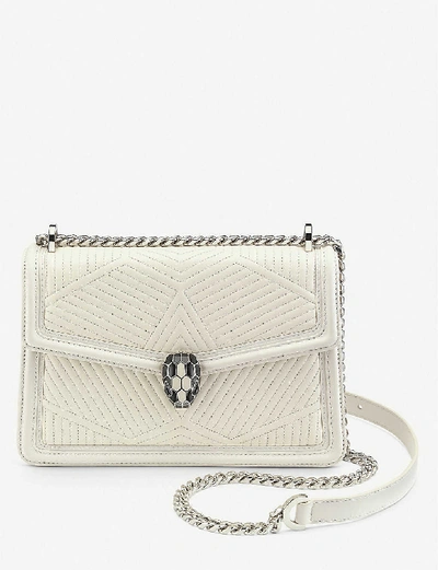 Bvlgari Serpenti Forever Quilted Leather Shoulder Bag In White