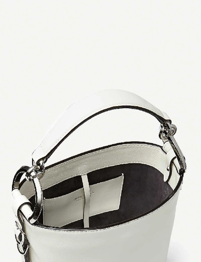 Shop Jimmy Choo Varenne Leather Bucket Handbag In Latte/silver