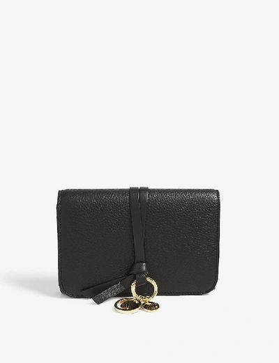 Shop Chloé Womens Black Abc Grained Leather Flap Wallet