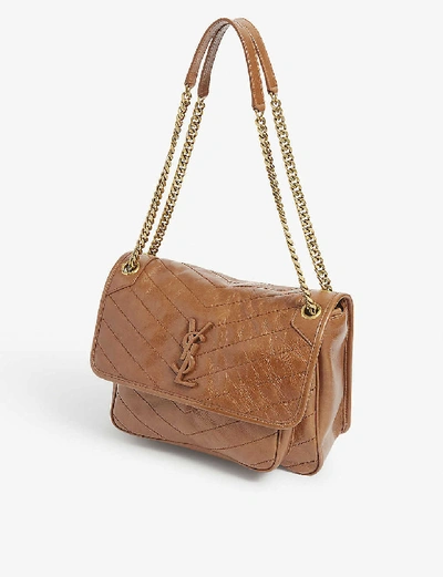 Shop Saint Laurent Niki Medium Leather Shoulder Bag In Caramel