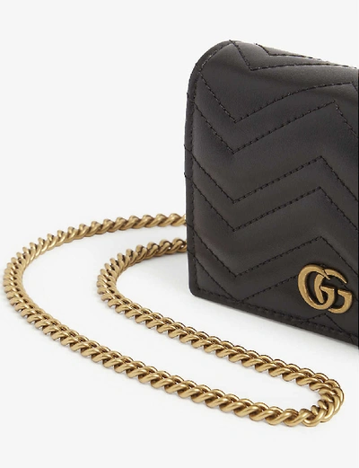 Shop Gucci Gg Marmont Leather Purse In Black