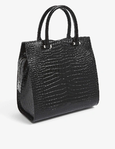Shop Saint Laurent Black Uptown Small Crocodile-embossed Leather Tote Bag
