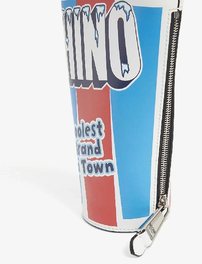 Shop Moschino Cup-shape Teddy-print Leather Clutch Bag In Multi