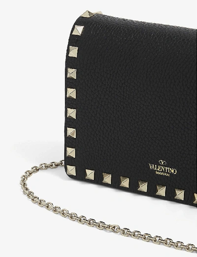 Shop Valentino Womens Black Rockstud Leather Cross-body Bag