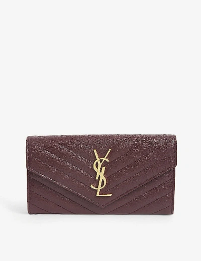 Shop Saint Laurent Monogrammed Quilted Leather Wallet
