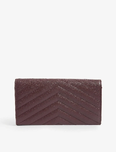 Shop Saint Laurent Monogrammed Quilted Leather Wallet