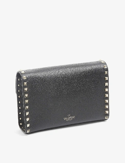 Shop Valentino Rockstud Leather Crossbody Satchel In Black