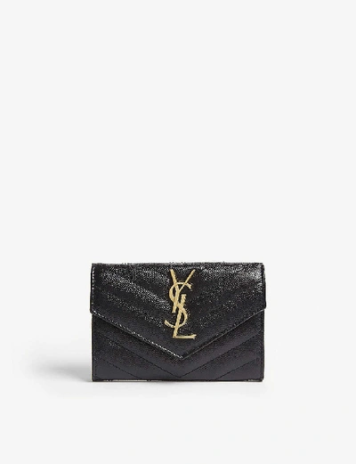 Shop Saint Laurent Womens Black Monogram Matelassé Leather Wallet