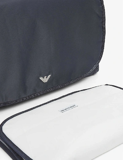 Shop Emporio Armani Navy Logo-embellished Woven Changing Bag