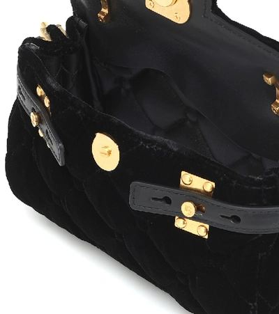 Shop Balmain B-buzz 19 Small Velvet Shoulder Bag In Black