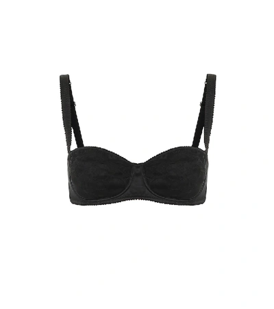 Shop Dolce & Gabbana Balconette Stretch-satin Bra In Black