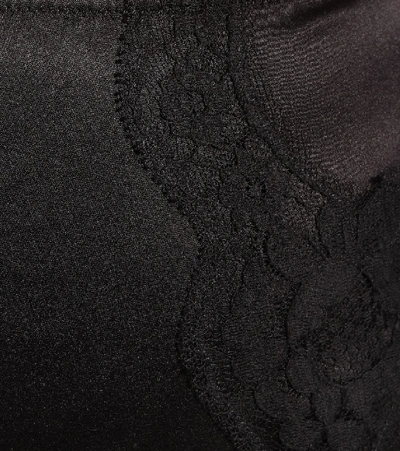 Shop Dolce & Gabbana High-rise Stretch-satin Briefs In Black
