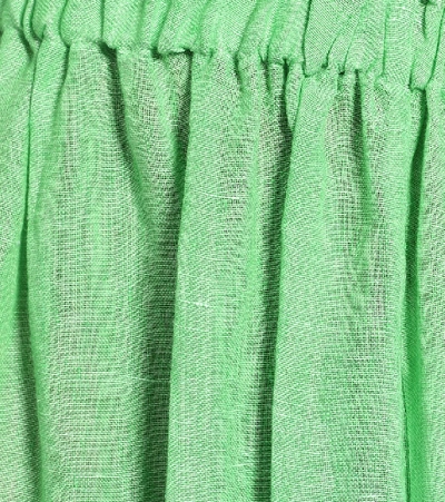 Shop Lisa Marie Fernandez Ruffled Linen Midi Skirt In Green