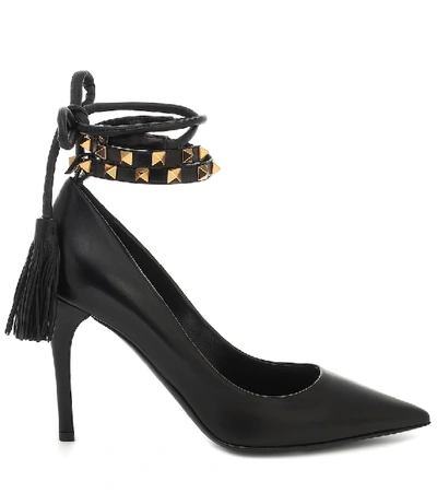 Shop Valentino Rockstud Flair Leather Pumps In Black