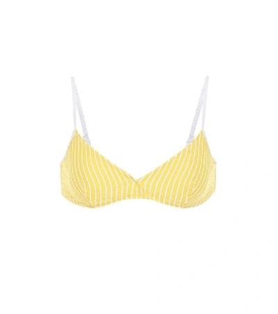 Shop Solid & Striped The Brigette Striped Bikini Top In Yellow