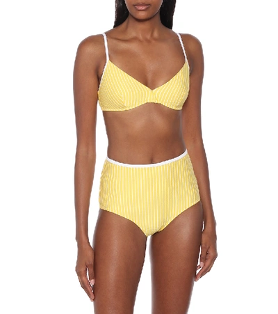 Shop Solid & Striped The Brigette Striped Bikini Top In Yellow