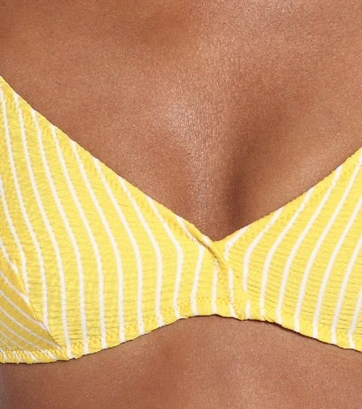 Shop Solid & Striped The Brigette Striped Bikini Top In Yellow