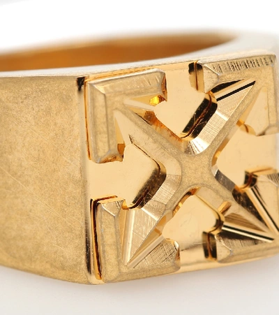 Shop Off-white Arrow Signet Ring In Gold