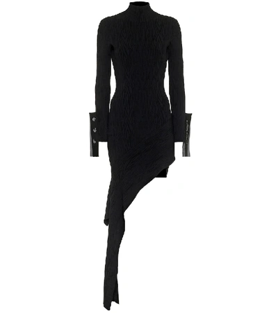 Shop Off-white Asymmetric Moire Minidress In Black