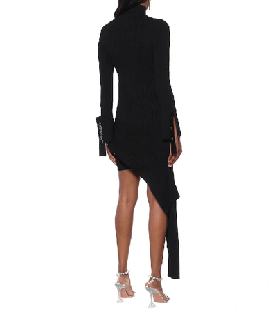 Shop Off-white Asymmetric Moire Minidress In Black