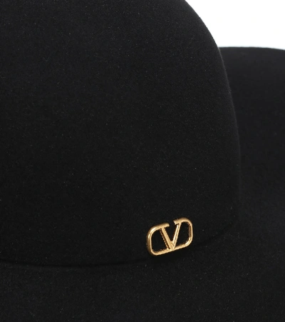 Shop Valentino Vlogo Felt Hat In Black