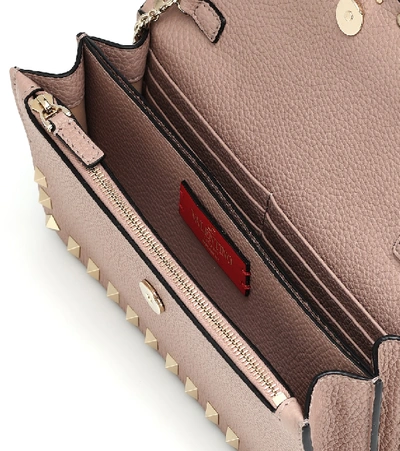 Shop Valentino Rockstud Small Leather Shoulder Bag In Beige
