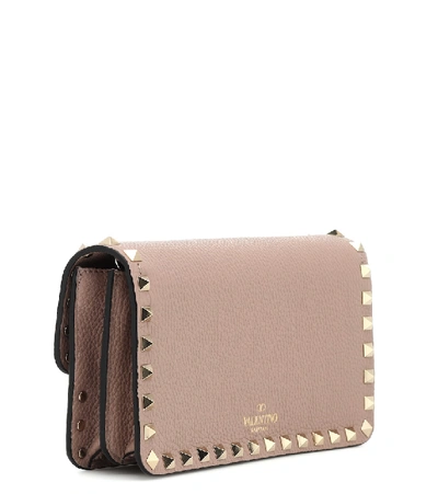Shop Valentino Rockstud Small Leather Shoulder Bag In Beige