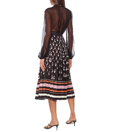 Shop Valentino Pleated Jersey Midi Skirt In Black