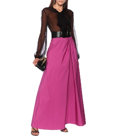 Shop Valentino Taffeta Maxi Skirt In Pink