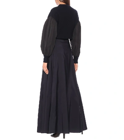 Shop Valentino Taffeta Maxi Skirt In Blue