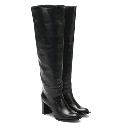 Shop Dorothee Schumacher Sporty Elegance Leather Knee-high Boots In Black